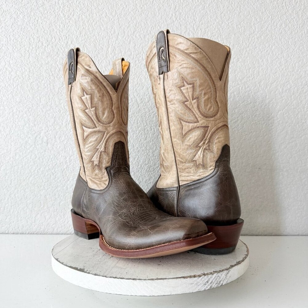 Rod Patrick Mens Cowboy Boots 15AAA Brown Bison Western Leather Sole Blunt Toe